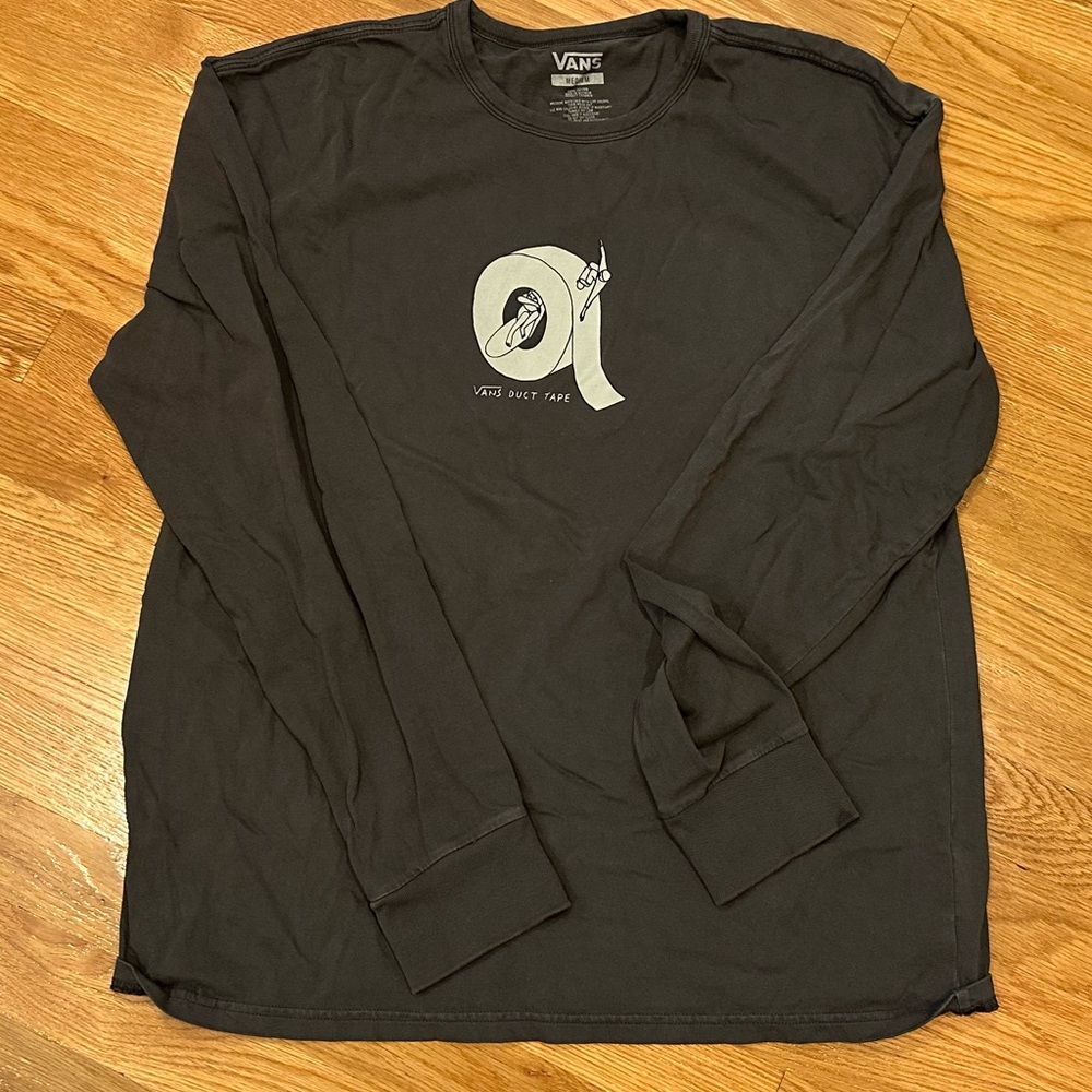 Vans Charcoal Graphic Long Sleeve Tee Duct Tape EUC